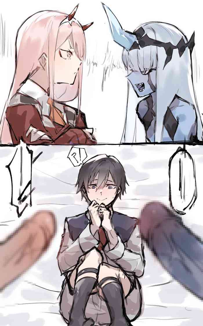 Zero Two and Zero One x Hiro futa